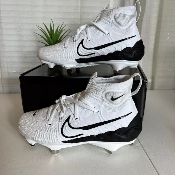 Nike Alpha Huarache NXT Metal Baseball Cleats White Black DJ6517-101 Men Size 14 - Picture 1 of 5